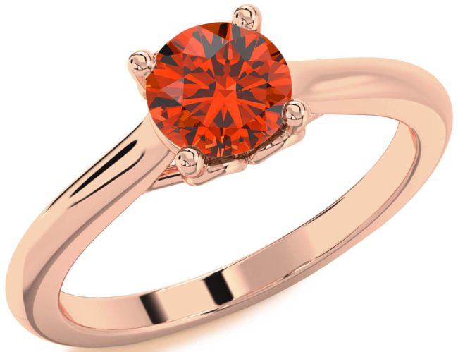 Fire Opal Rose Gold Round Solitaire Engagement Ring