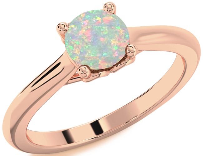 Opal Rose Gold Round Solitaire Engagement Ring