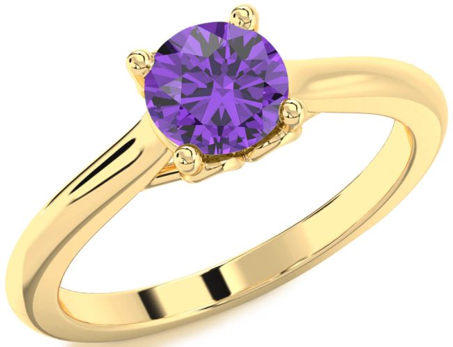 Amethyst Gold Round Solitaire Engagement Ring