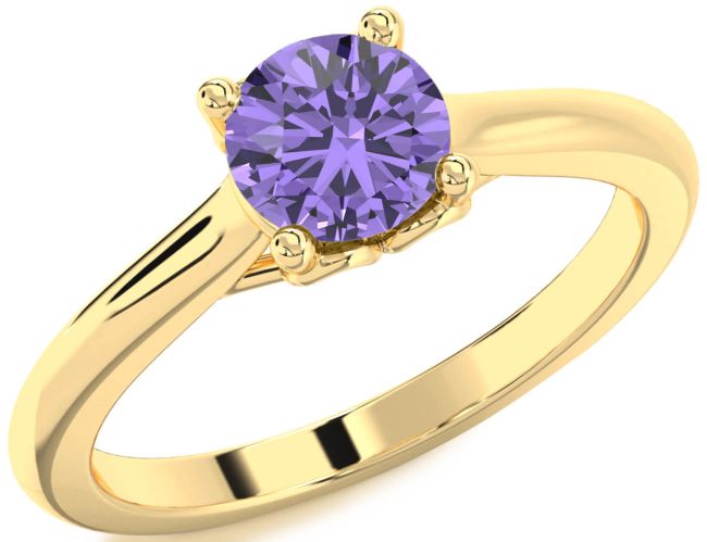 Alexandrite Gold Round Solitaire Engagement Ring