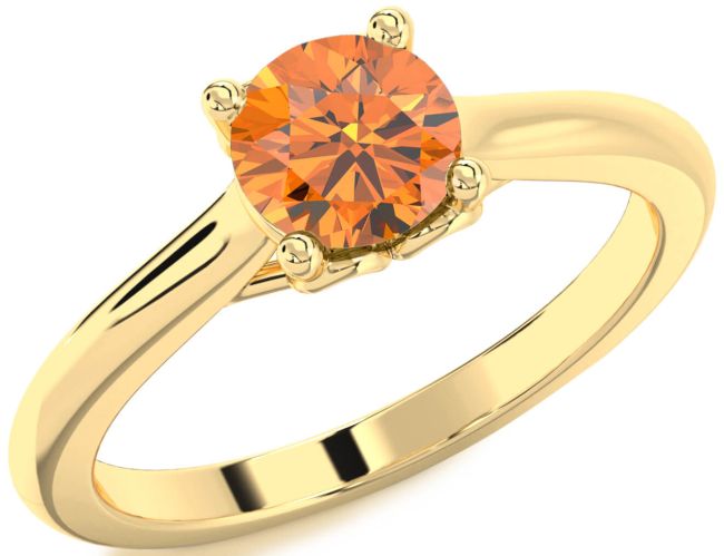Citrine Gold Round Solitaire Engagement Ring