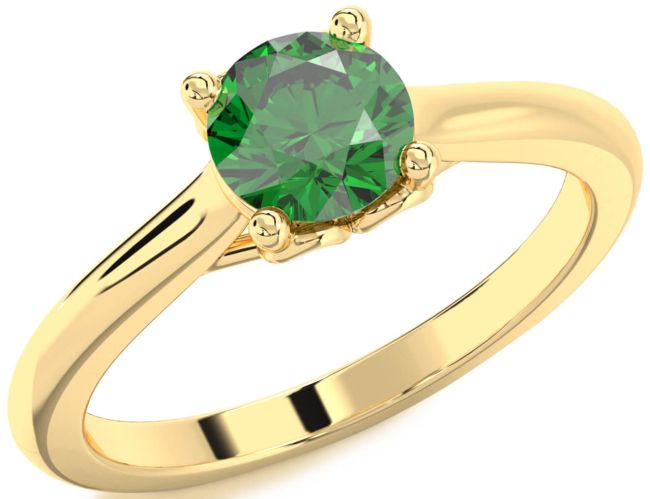 Emerald Gold Round Solitaire Engagement Ring