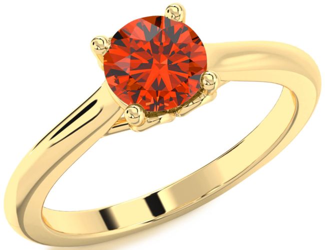 Fire Opal Gold Round Solitaire Engagement Ring