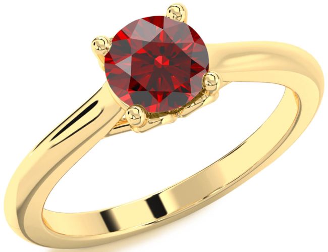 Garnet Gold Round Solitaire Engagement Ring