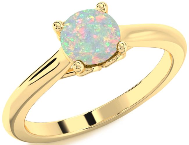 Opal Gold Round Solitaire Engagement Ring
