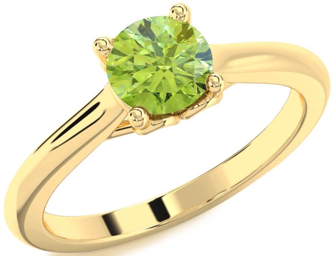 Peridot Gold Round Solitaire Engagement Ring