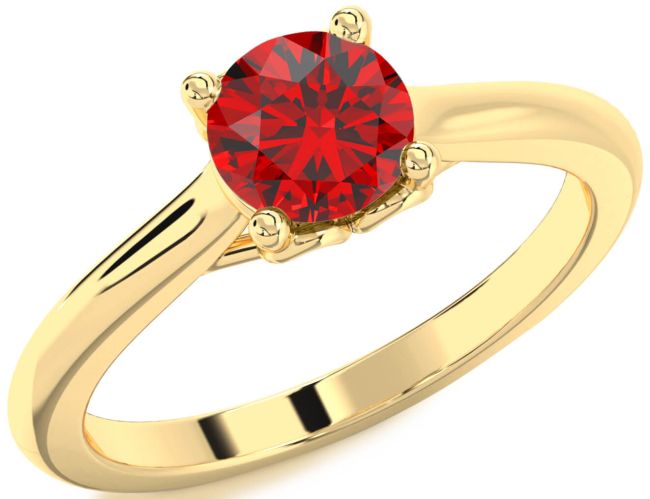 Ruby Gold Round Solitaire Engagement Ring