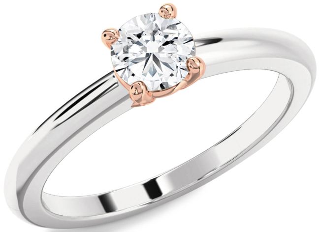 Diamond White Rose Gold Round Solitaire Engagement Ring