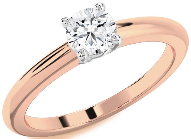 Diamond Platinum & Rose Gold Round Solitaire Engagement Ring