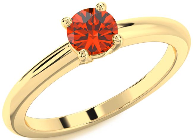 Fire Opal Gold Round Solitaire Engagement Ring