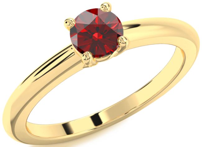 Garnet Gold Round Solitaire Engagement Ring