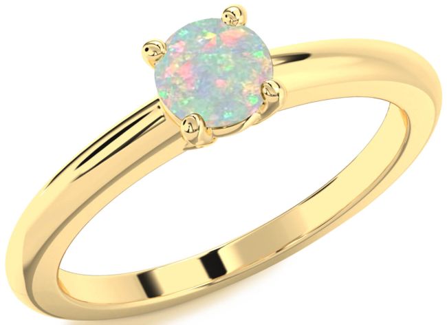Opal Gold Round Solitaire Engagement Ring