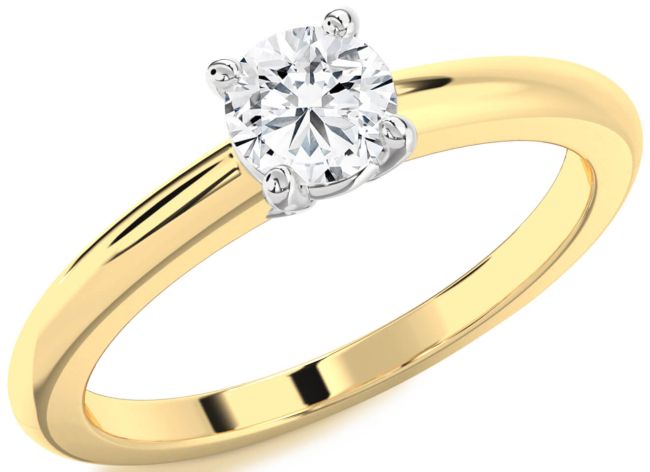 Diamond White Yellow Gold Round Solitaire Engagement Ring