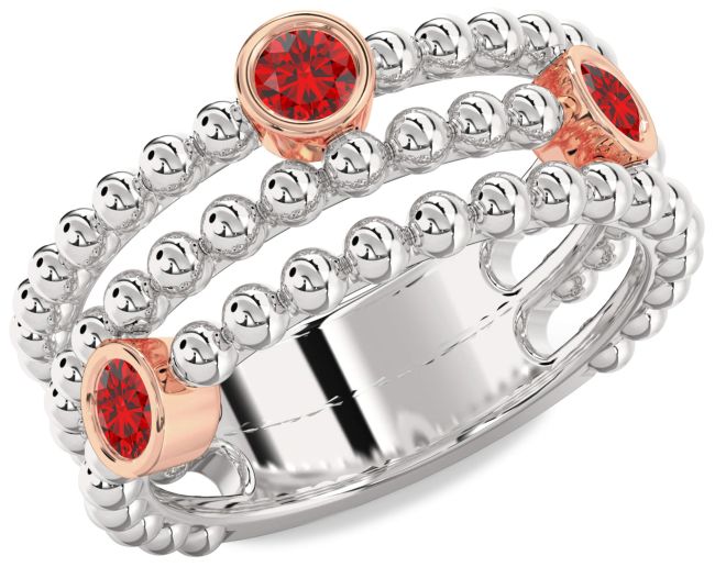 Ruby Silver & 10K Rose Gold Dot Ring