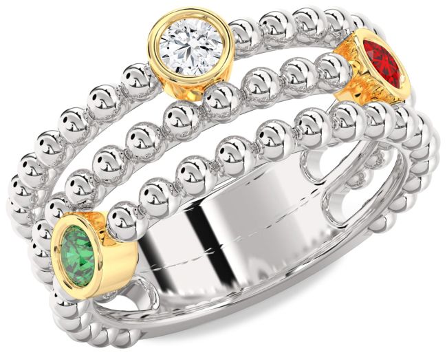 Silver & 10K gold Dot Ring