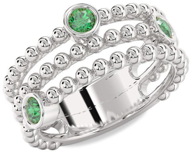 Emerald Platinum Dot Ring