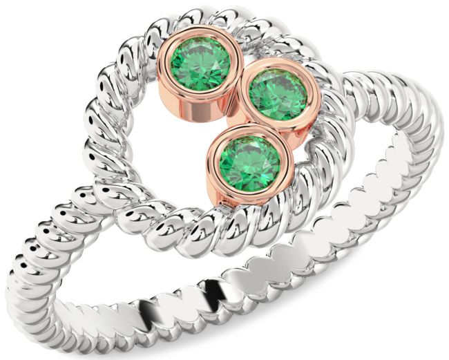 Emerald Platinum & Rose Gold Circle Ring