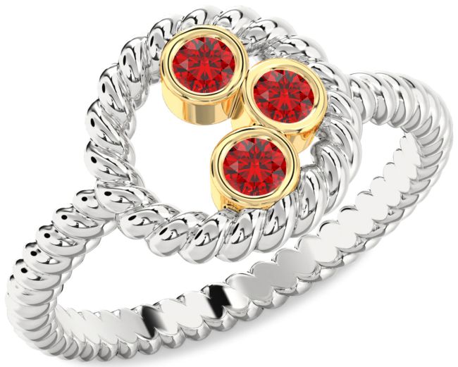 Ruby Silver & 10K gold Circle Ring