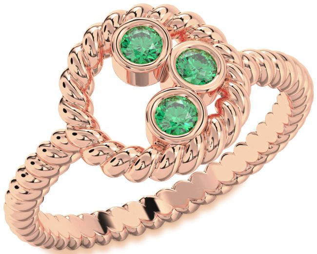 Emerald Rose Gold Circle Ring