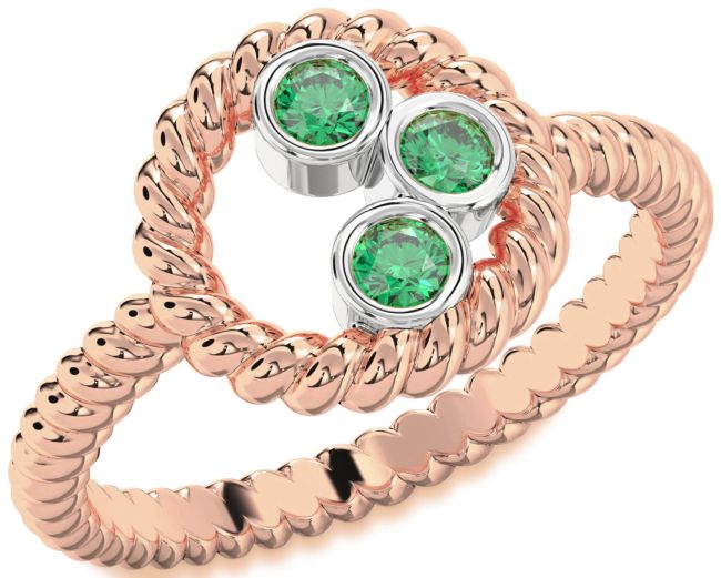 Emerald White Rose Gold Circle Ring