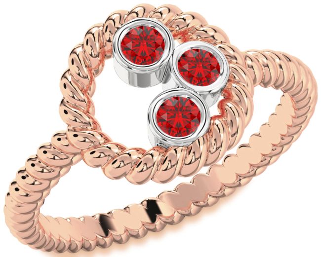 Ruby White Rose Gold Circle Ring