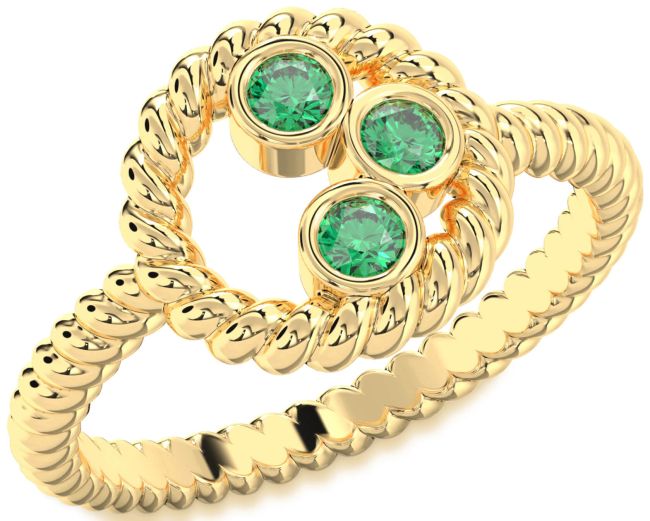 Emerald Gold Circle Ring