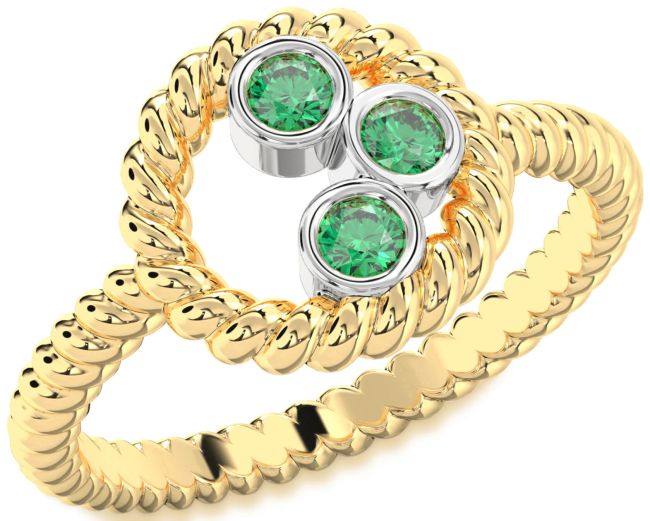 Emerald Platinum & Yellow Gold Circle Ring