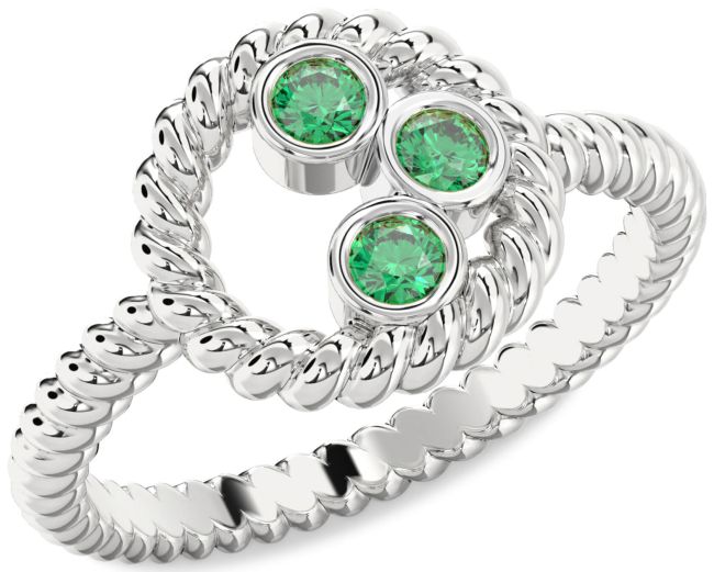 Emerald White Gold Circle Ring