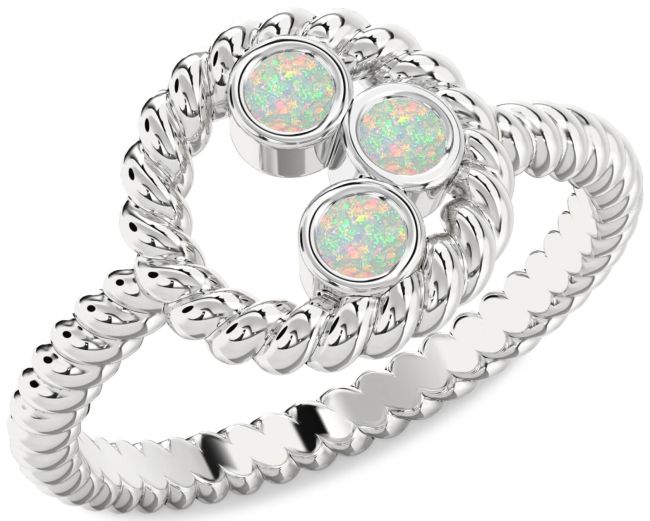 Opal Silver Circle Ring