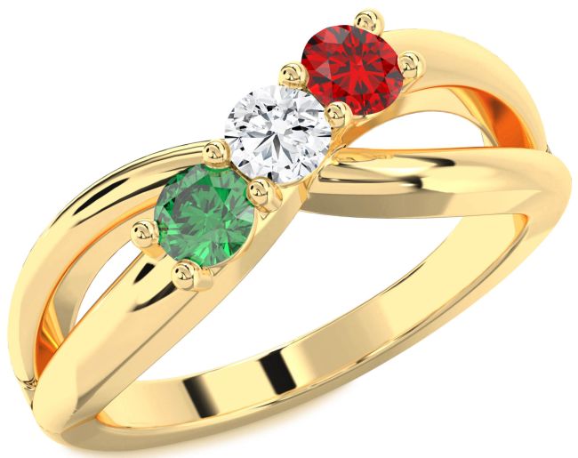 Gold Infinity Round Three Stone Mother's Ring