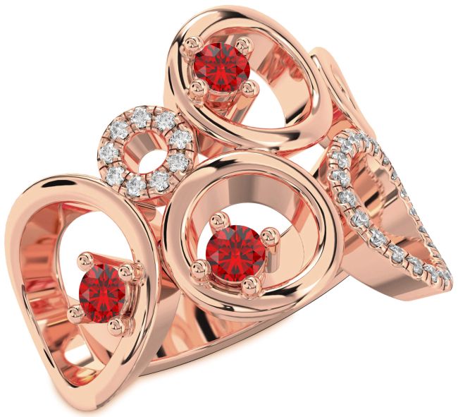 Diamond Ruby Rose Gold Circle Ring