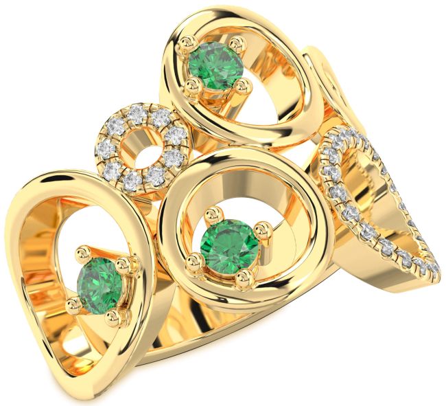 Diamond Emerald Gold Circle Ring