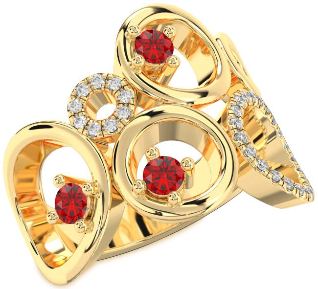 Diamond Ruby Gold Circle Ring