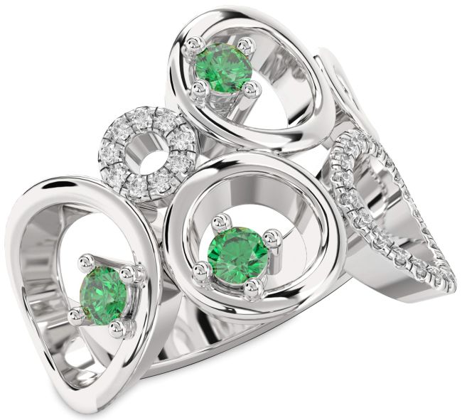 Diamond Emerald Platinum Circle Ring