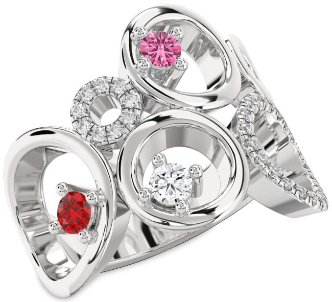 Diamond Silver Circle Ring