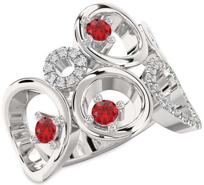 Diamond Ruby White Gold Circle Ring
