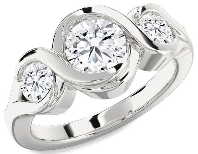 Diamond Platinum Infinity Round Three Stone Engagement Ring