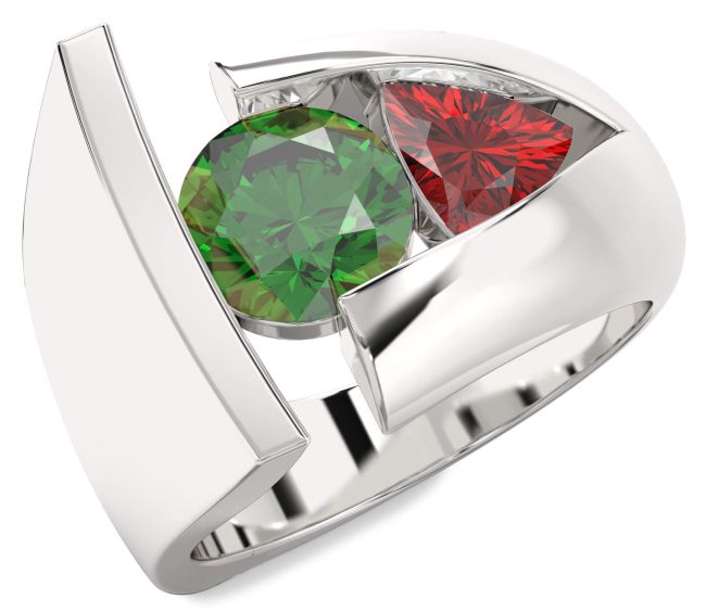 Silver Round Two Stone Promise Ring