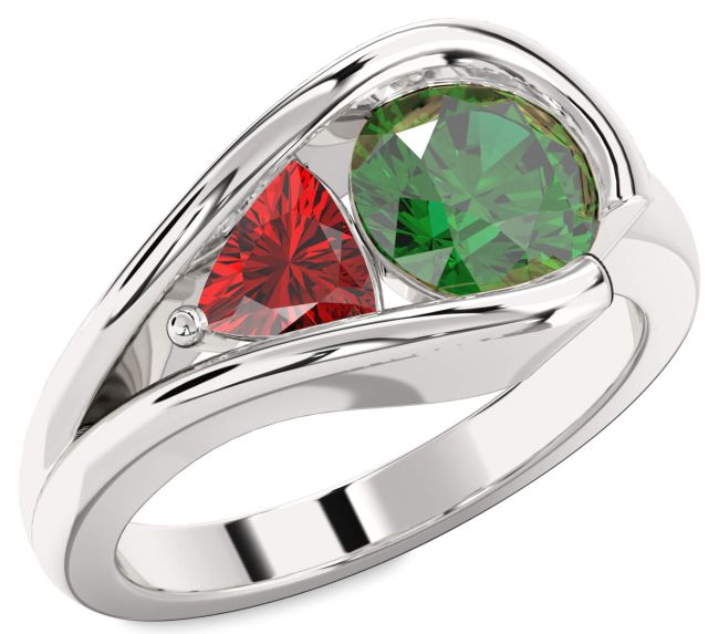Silver Round Two Stone Promise Ring