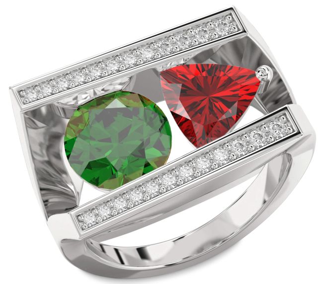 Diamond Platinum Round Two Stone Promise Ring