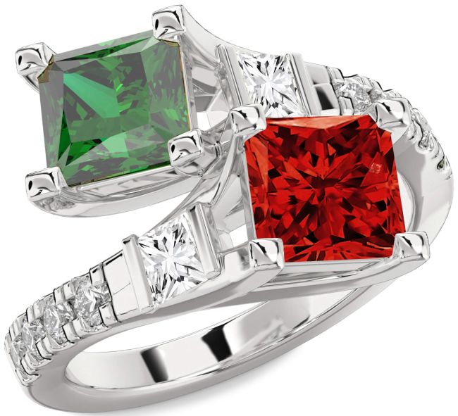 Diamond Platinum Princess Two Stone Promise Ring