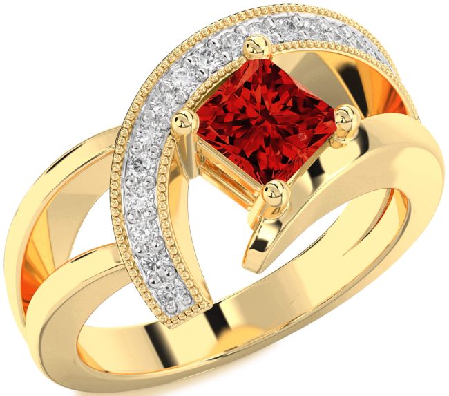 Diamond Ruby Gold Princess Promise Ring