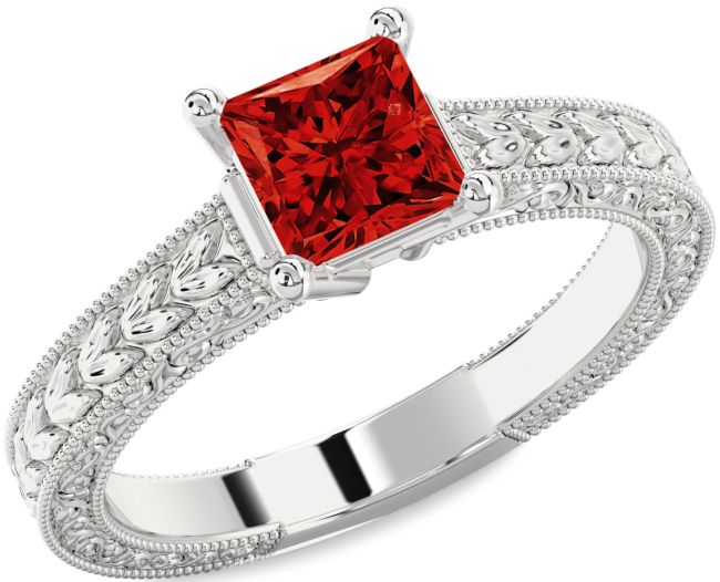 Ruby Silver Princess Vintage Engagement Ring