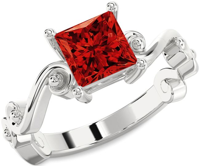 Ruby Platinum Princess Solitaire Engagement Ring