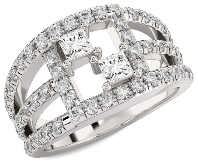 Diamond Platinum Princess Two Stone Ring
