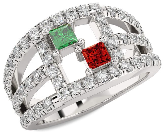 Diamond Platinum Princess Two Stone Promise Ring