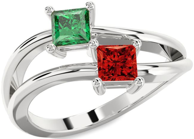 Silver Princess Two Stone Promise Ring