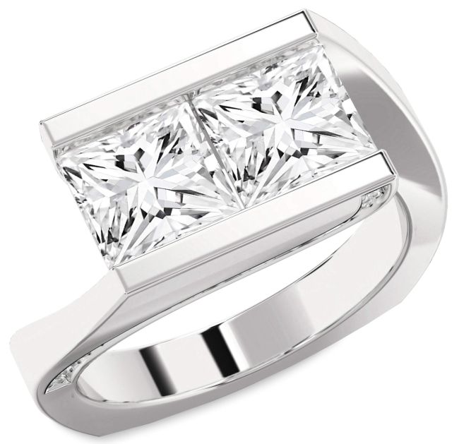 Diamond Platinum Princess Two Stone Ring