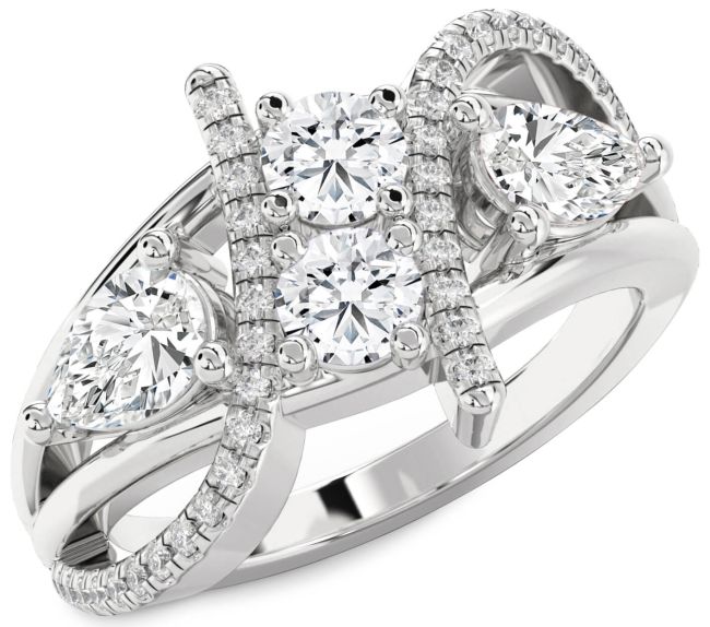Diamond Platinum Round Three Stone Ring