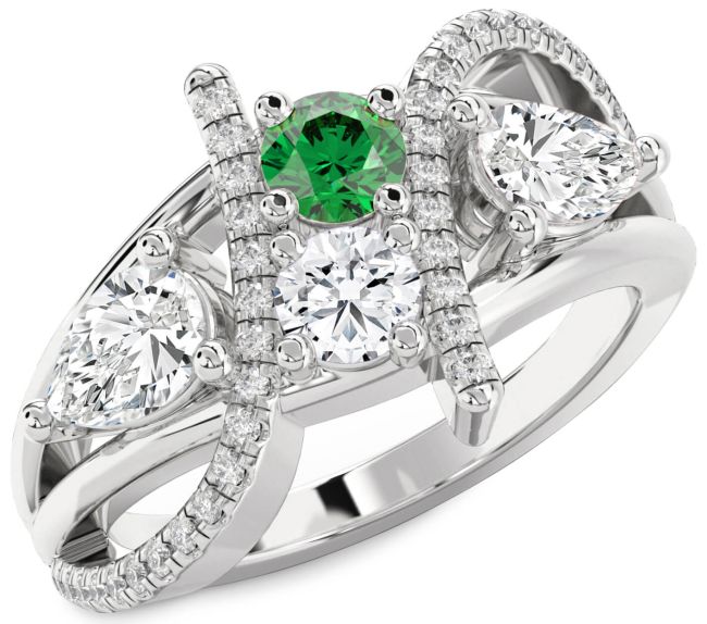 Diamond Platinum Round Three Stone Promise Ring